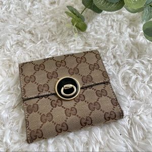 Vintage Gucci Tan Monogram Bifold Wallet